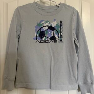 adidas Light Blue Long Sleeve Soccer Graphic Tee